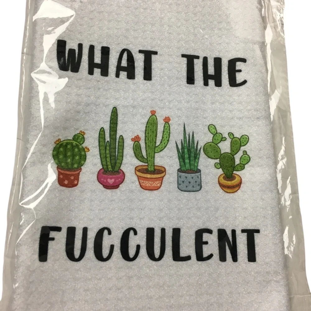 What the Fucculent Kitchen Dish Towel Succulent Cactus Plant Lady Funny Gift NEW